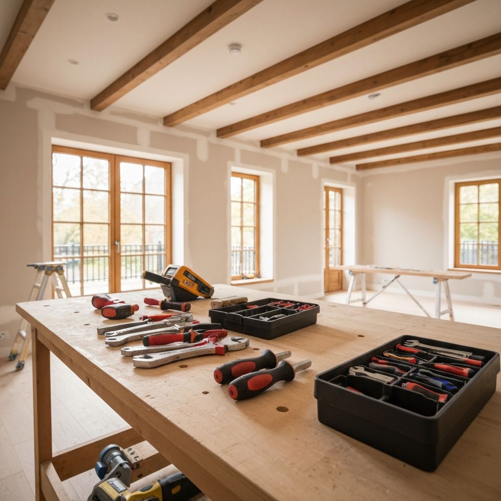 Professional handyman working in a North East home